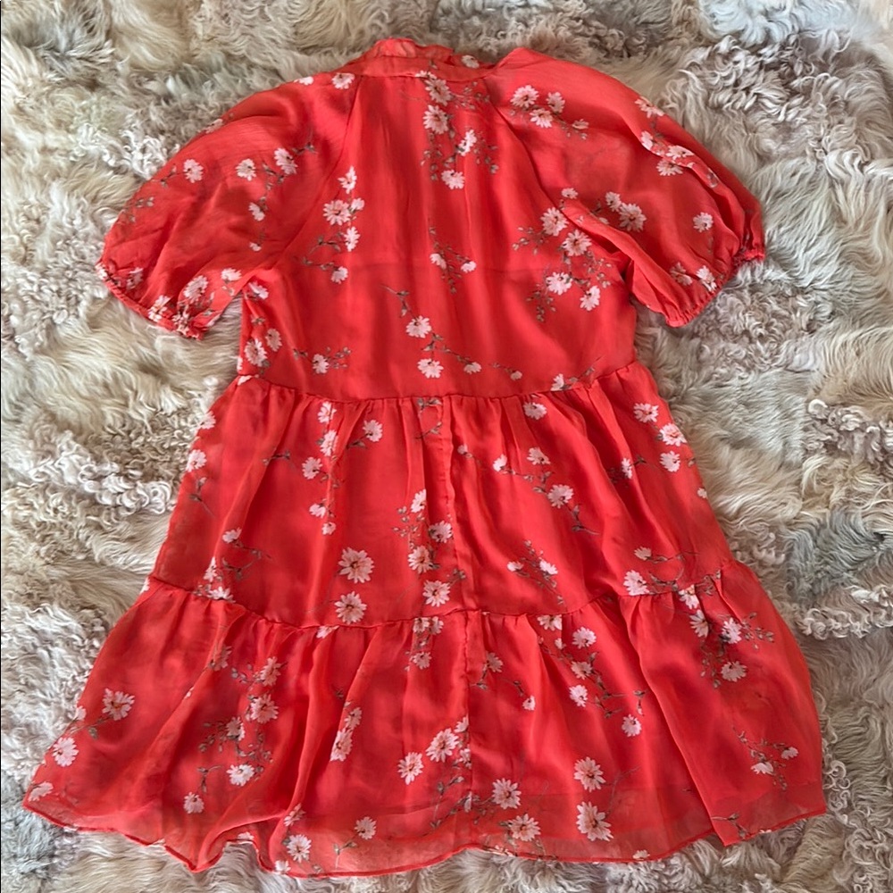 CeCe Orange Ruffled Tiered Sundress with Puff Sleeves - Picture 4 of 4